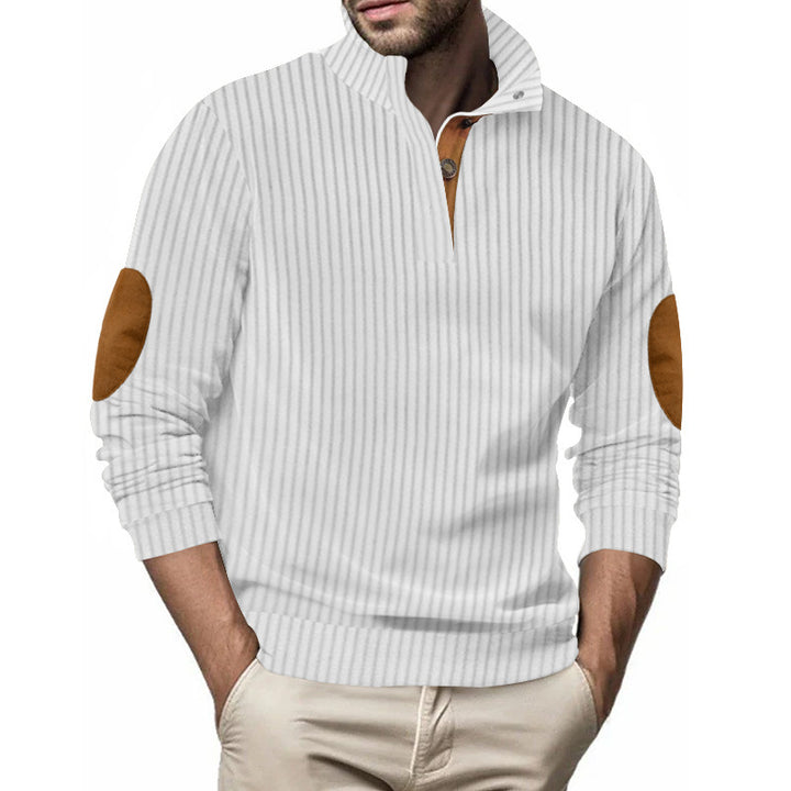 Quilted pullover for men with textured design and contrasting patches Lune London