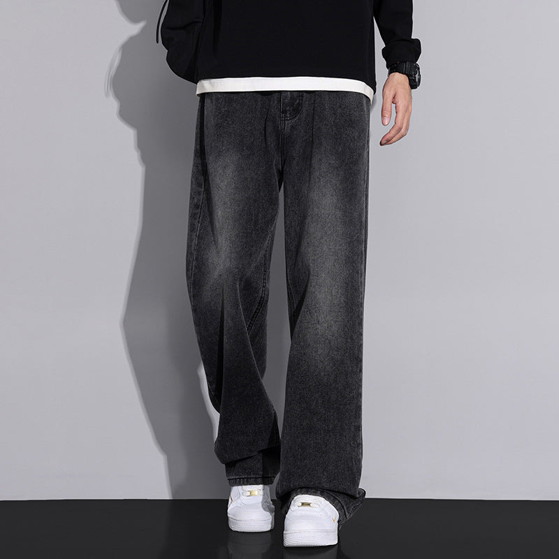 Men's wide denim jeans with a modern worn look Lune London