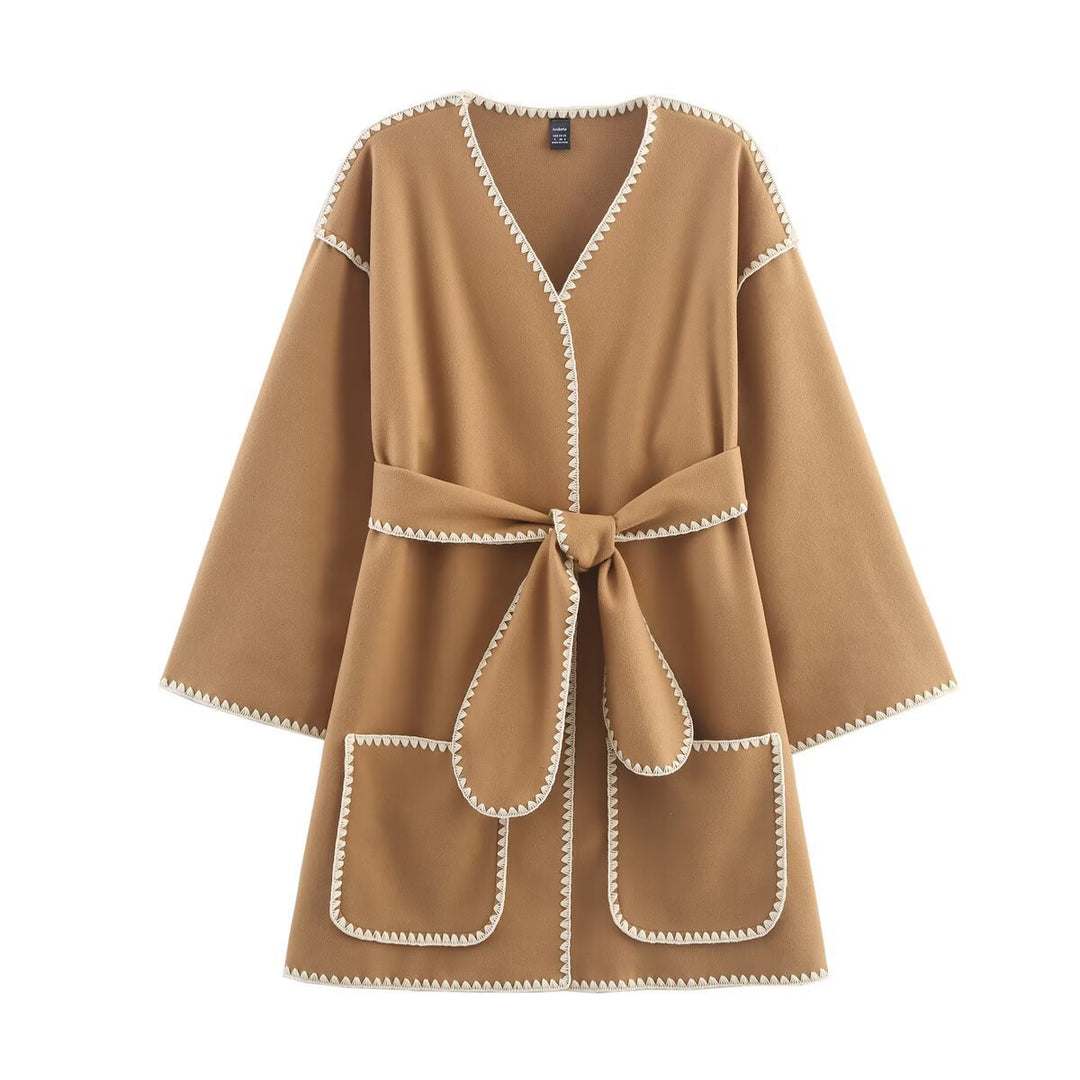 Ladies fashion kimono with tie belt and pockets Lune London