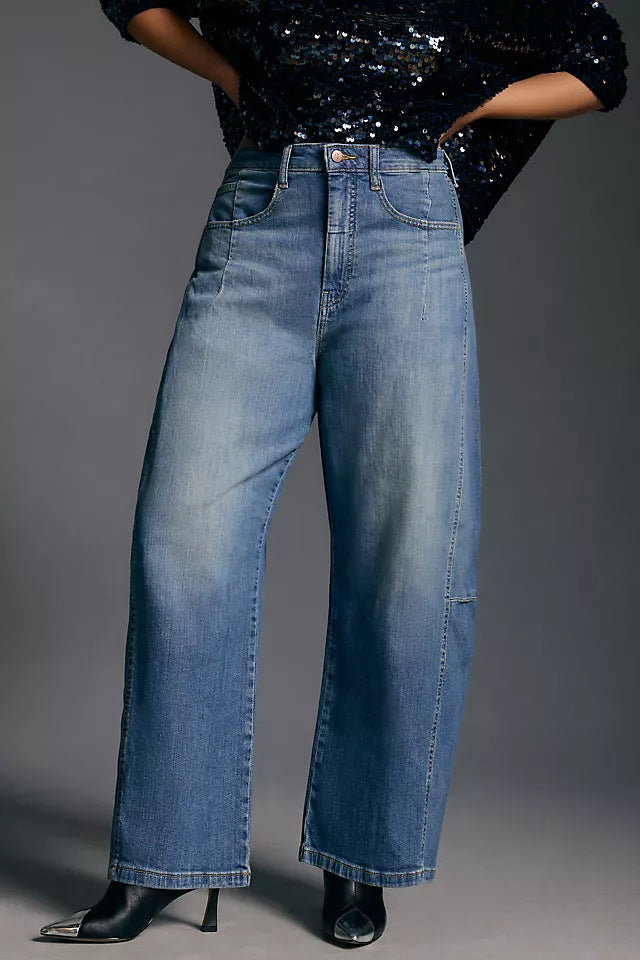 Women's wide denim pants in a modern cut with a high waistband Lune London