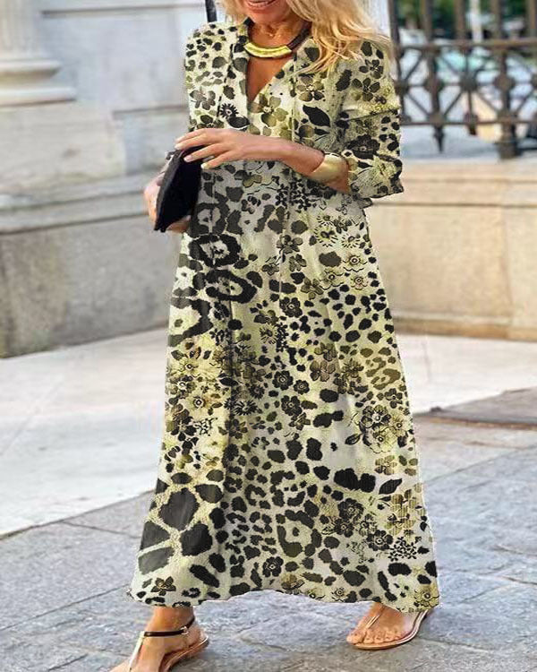 Ladies Chic Leopard Print Maxi Dress Lune London