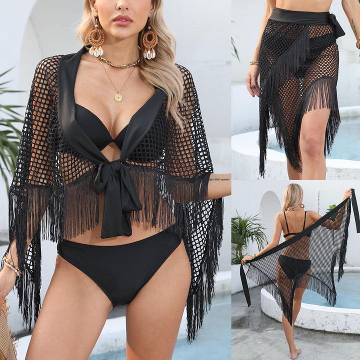 Fringed mesh beach rock for women Lune London