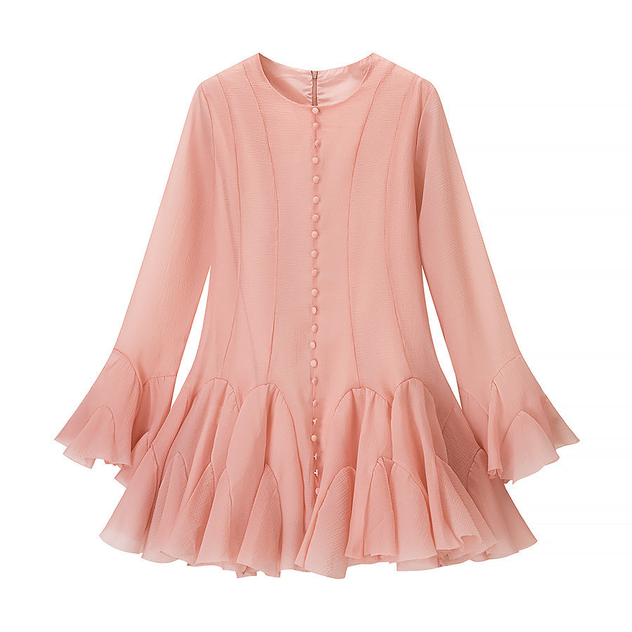 Fringe dress for women with flowing ruffle finish Lune London