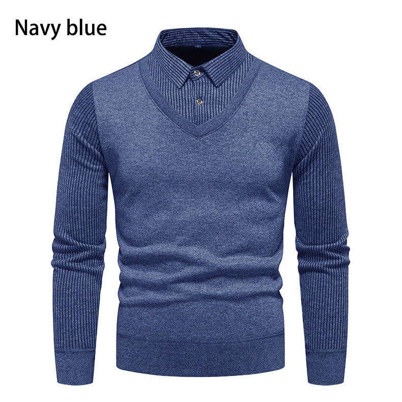 Elegant knitted sweater for men with V-neck and structured sleeves Lune London