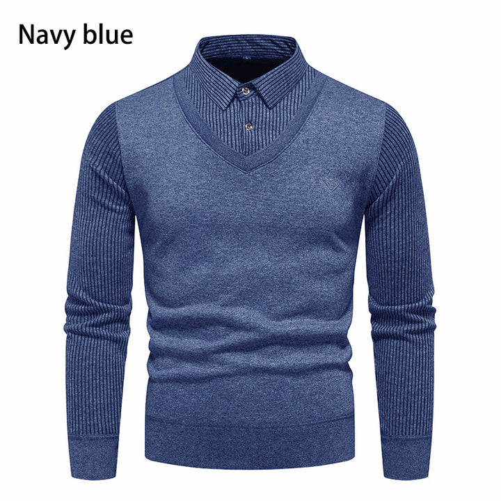Elegant knitted sweater for men with V-neck and structured sleeves Lune London