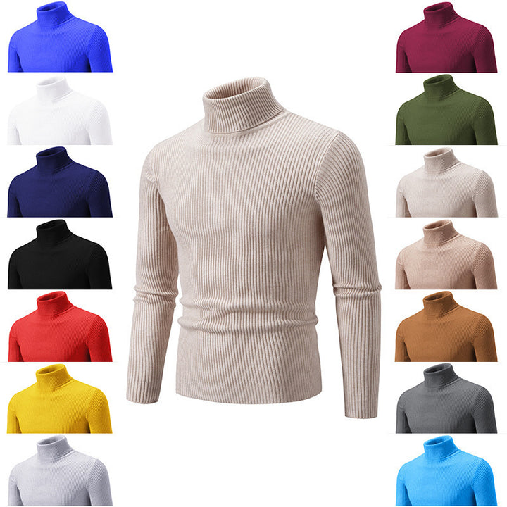 Pullover à col roulé tendance pour hommes avec un design en ribbing fin Lune London