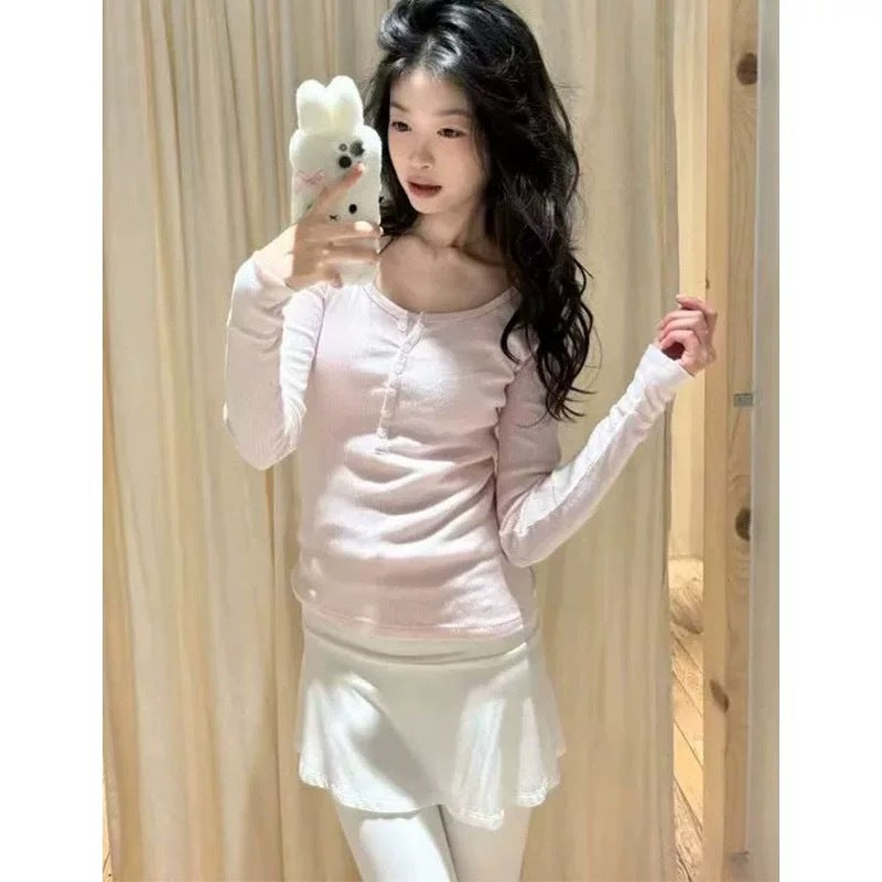 Chemise à manches longues pour femme avec patte de boutonnage et structure côtelée fine Chic & Stil