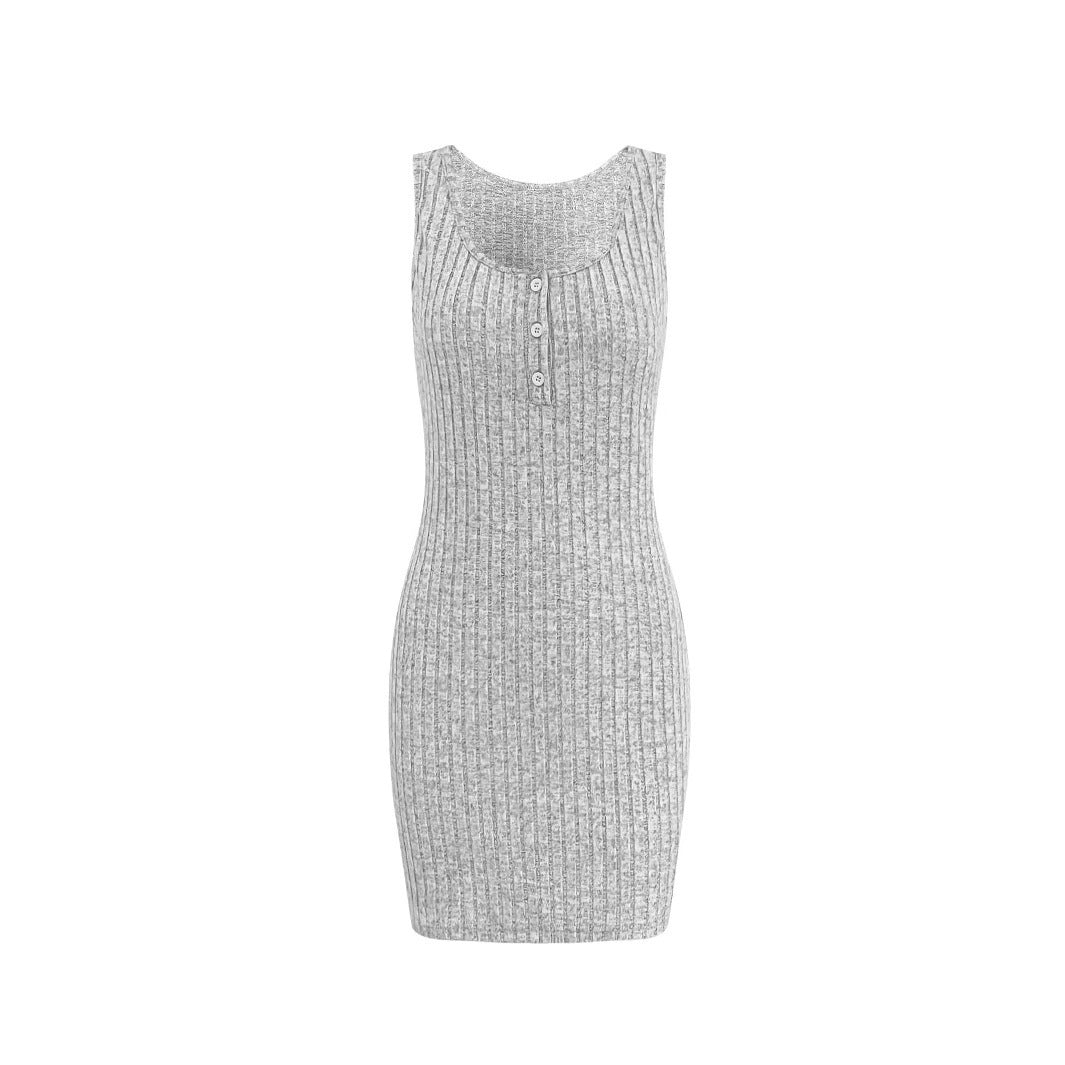 Knit dress for women with button placket and loose cardigan to layer Lune London
