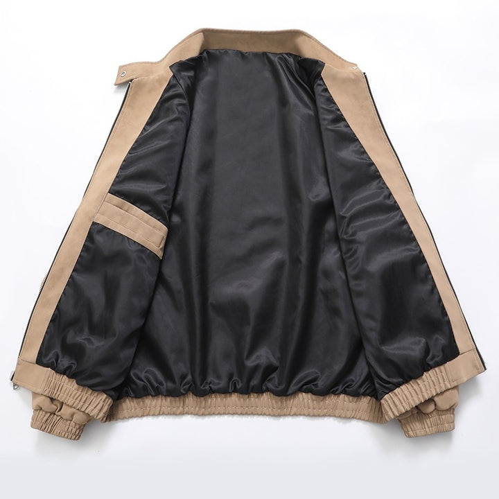 Stylish synthetic leather jacket for men with modern design and elastic cuffs Lune London