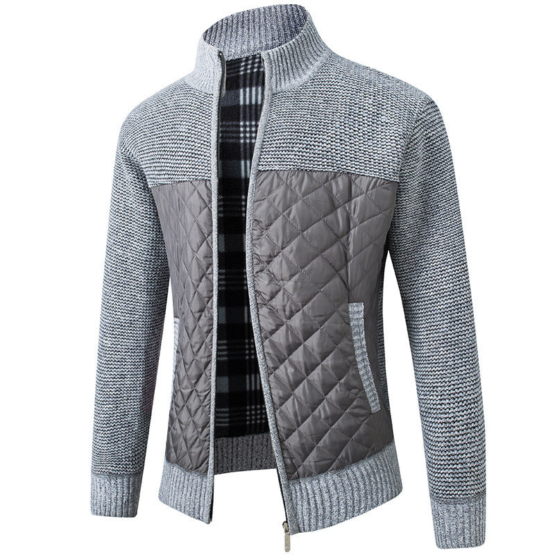 Modern quilted jacket for men with knit top and high collar Lune London