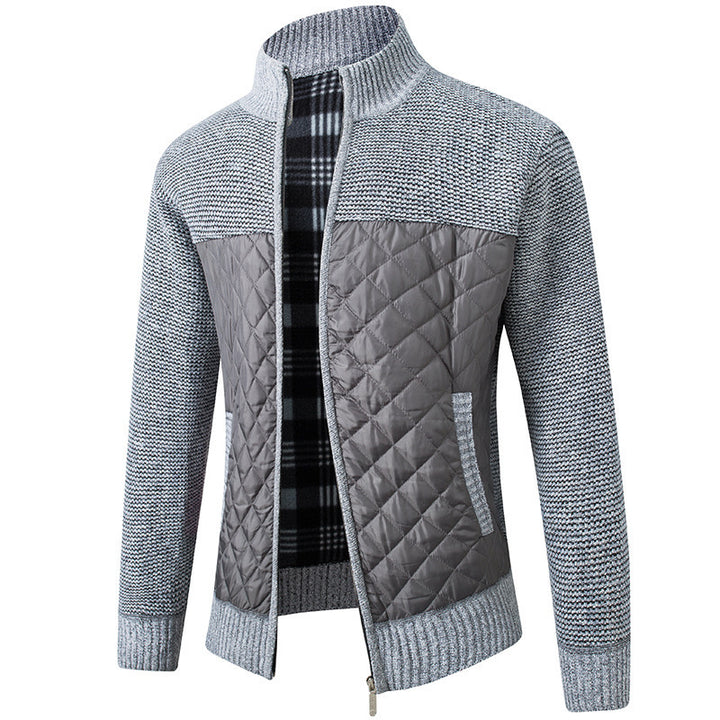 Modern quilted jacket for men with knit top and high collar Lune London