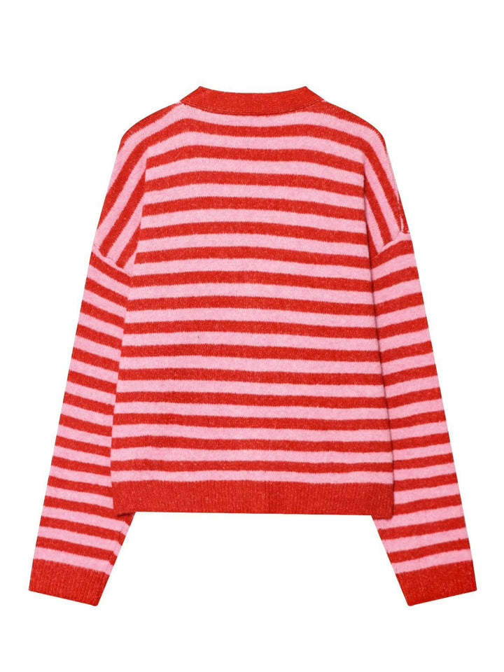 Ladies striped fashionable vest with V-neck and button placket Lune London