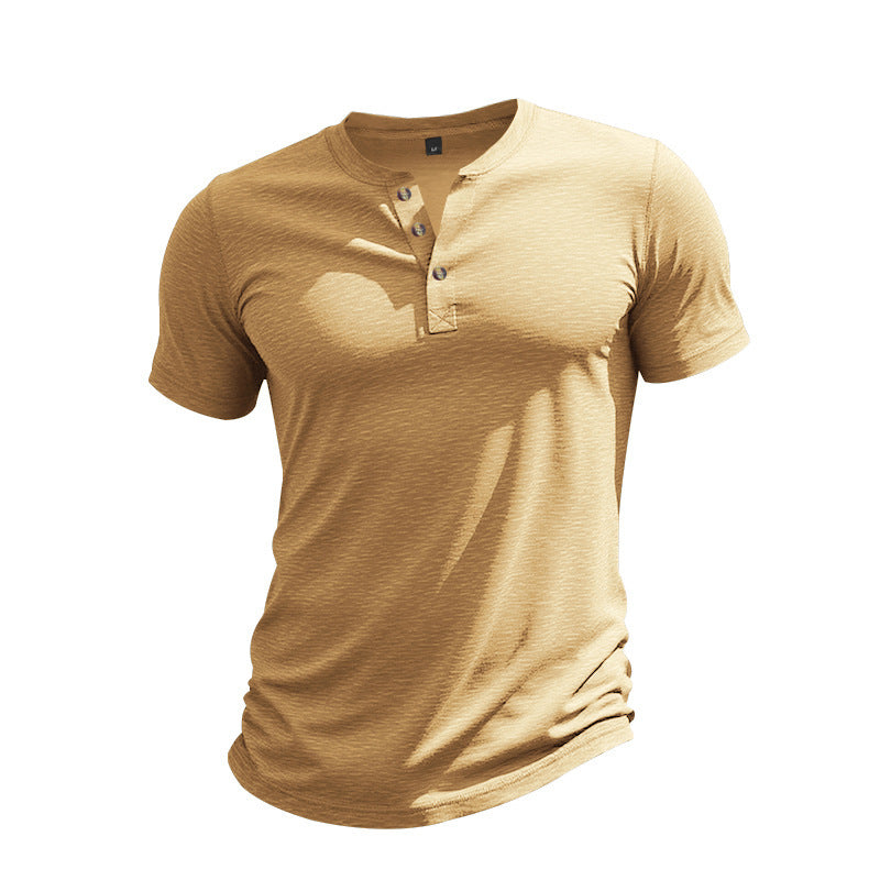 Casual short sleeve Henley T-shirt for men in breathable material Lune London
