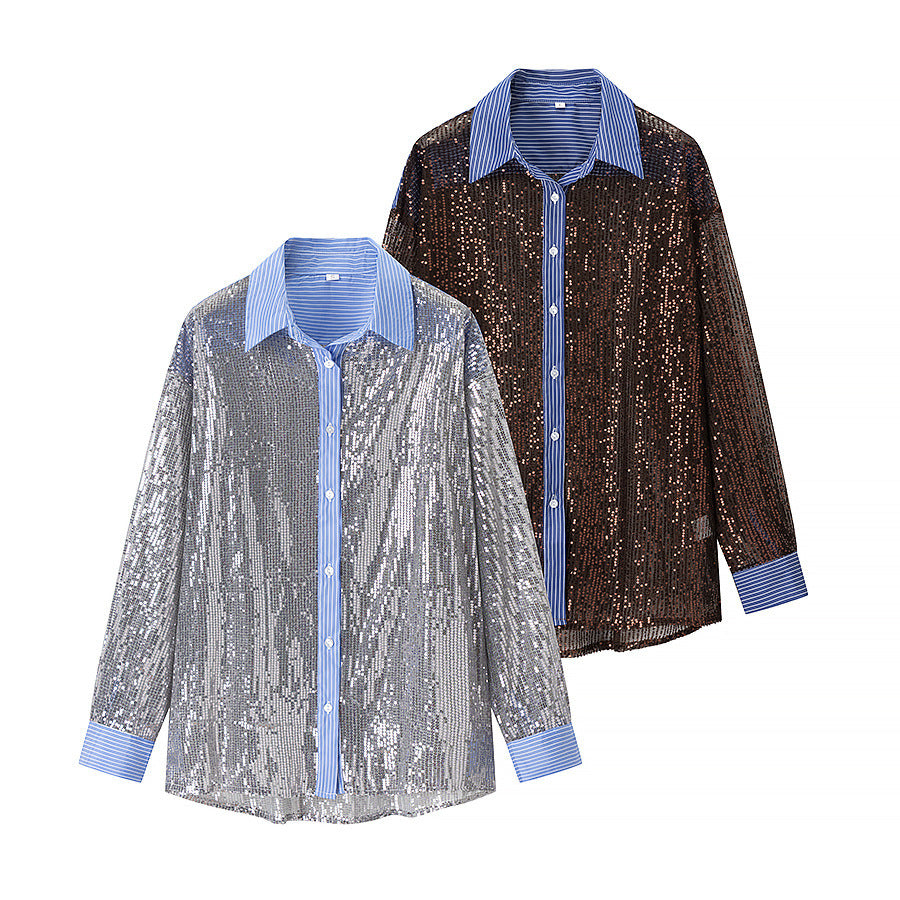 Ladies Glamour Sequined Pajama Set Lune London
