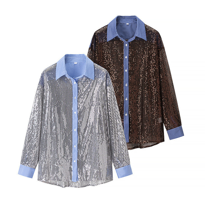 Ladies Glamour Sequined Pajama Set Lune London