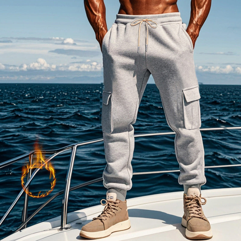 Men's Sporty Cargo Jogging Pants with Elastic Waistband and Practical Pockets Lune London
