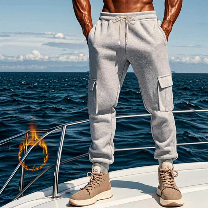 Men's Sporty Cargo Jogging Pants with Elastic Waistband and Practical Pockets Lune London