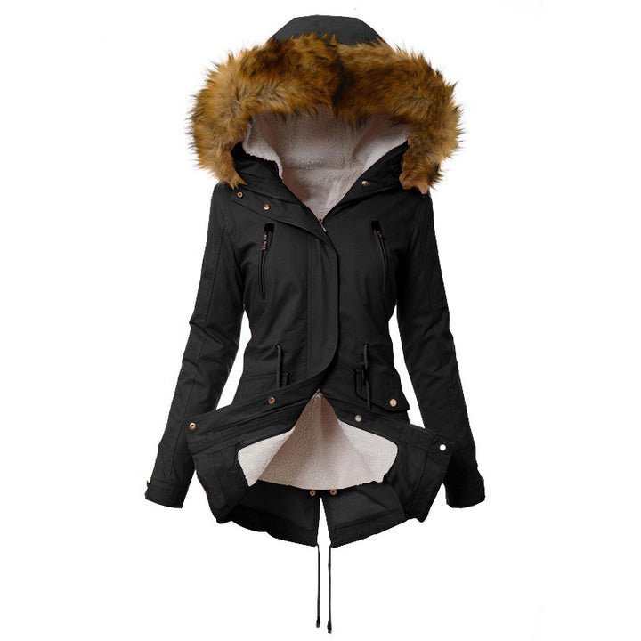 Ladies winter parka with removable faux fur collar Lune London
