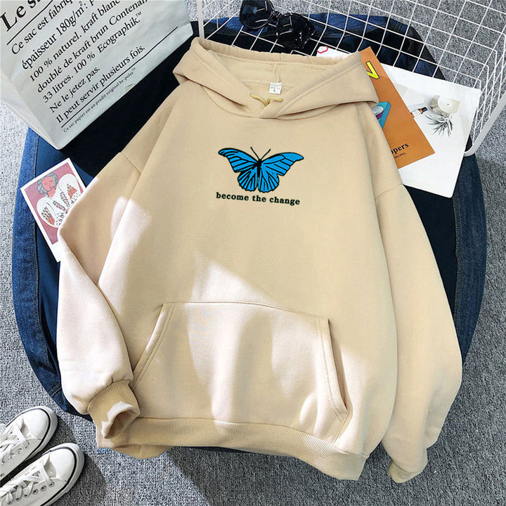Women's hoodie with modern butterfly motif and inspiring inscription Chic & Stil