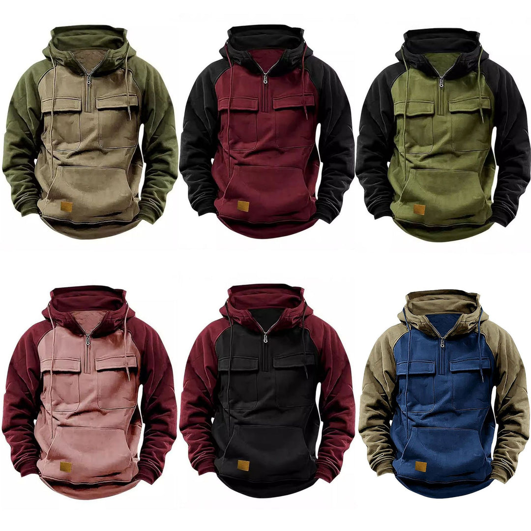Pullover à capuche décontracté pour hommes avec poches intégrées et style kangourou Lune London