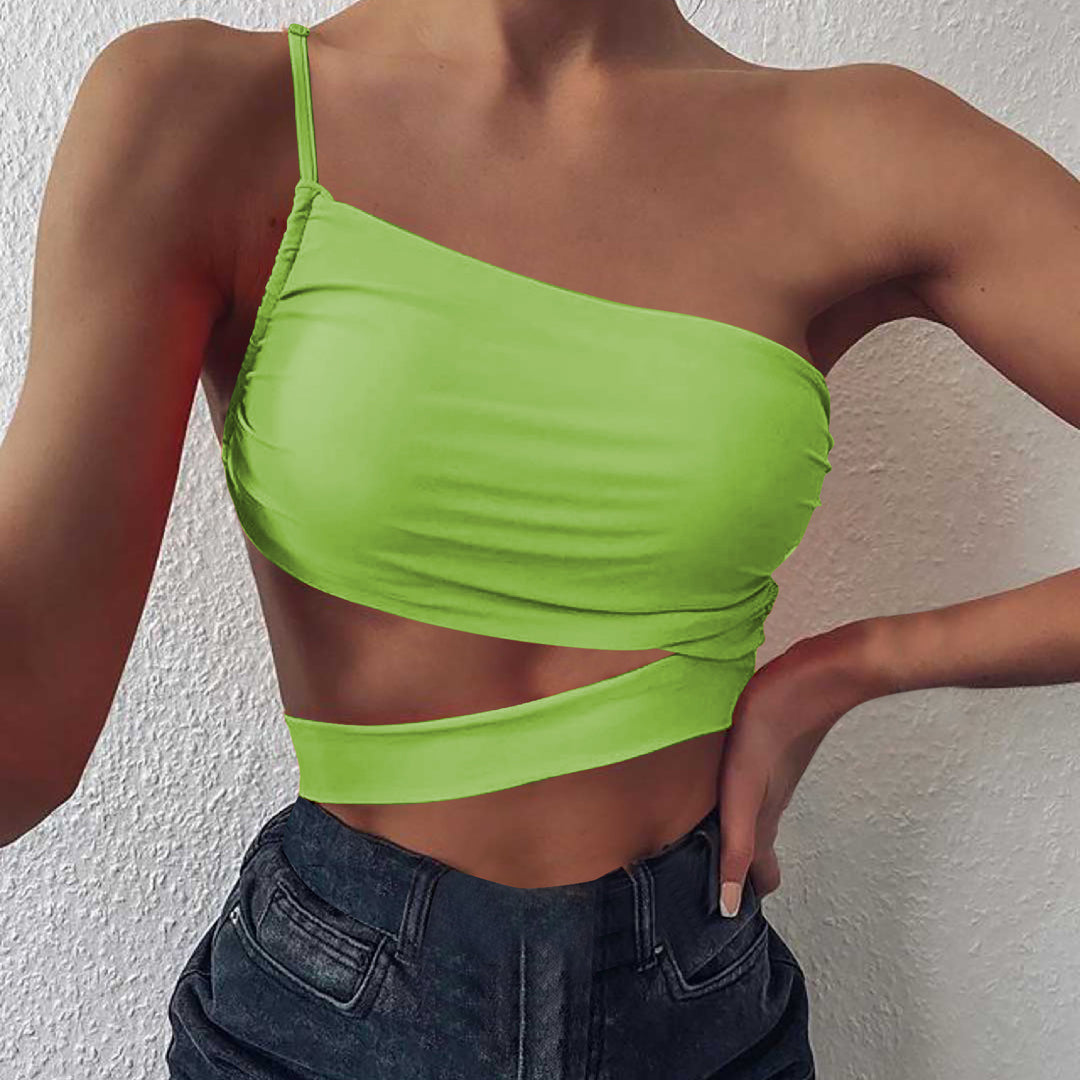 Women asymmetrical crop top with cut Lune London