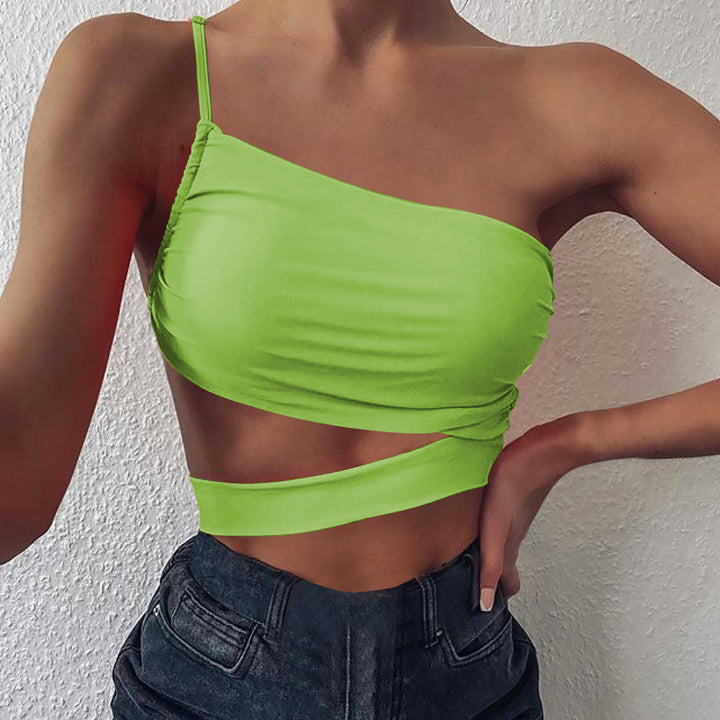 Women asymmetrical crop top with cut Lune London