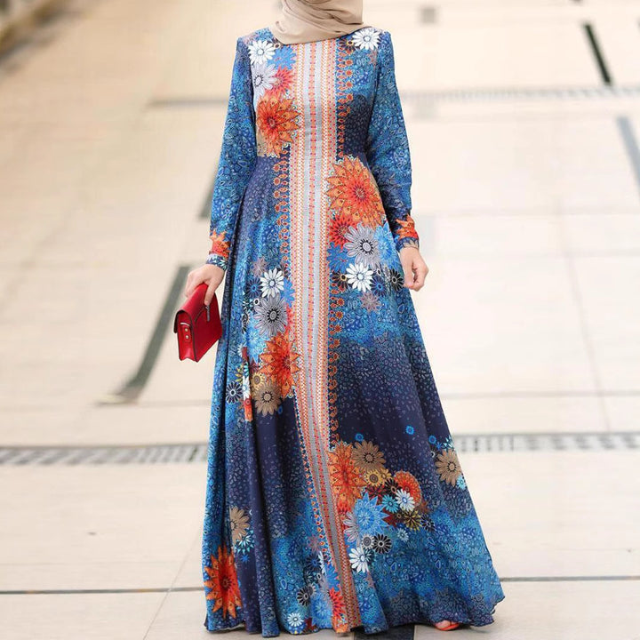 Maxi dress for women with floral accents and elegant, fluid cut Lune London
