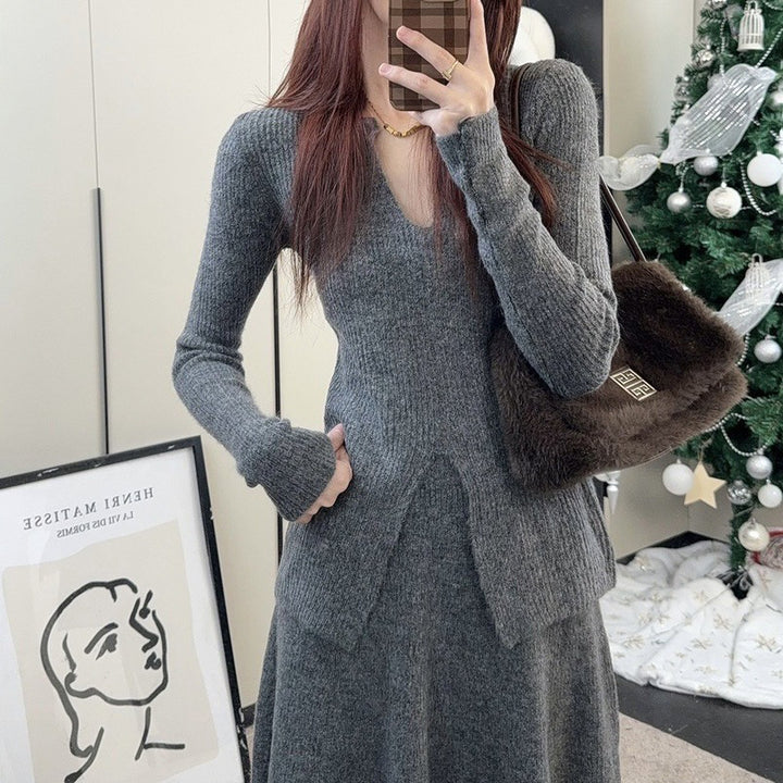 Pull côtelé pour femmes avec décolleté en V profond et coupe décontractée Chic & Stil