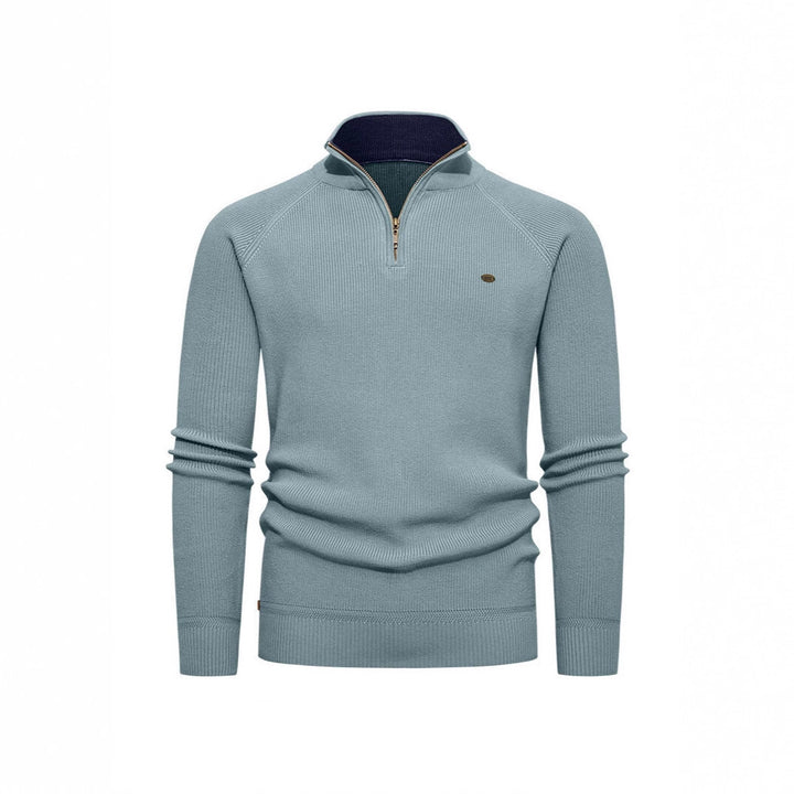 Knitted pullover for men with a high collar and zipper Lune London