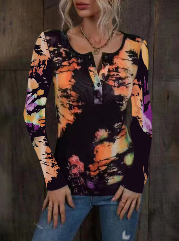 Long sleeve women’s T-shirt with trendy print and high-quality material texture Lune London