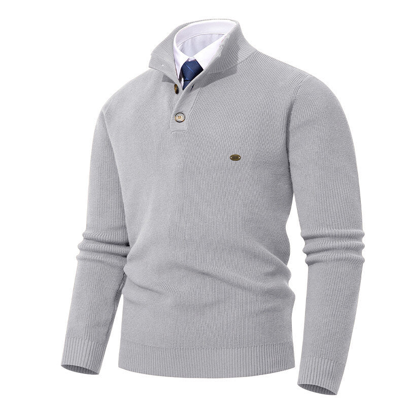 Knit sweater for men with button details and modern high collar Lune London