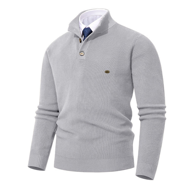 Knit sweater for men with button details and modern high collar Lune London