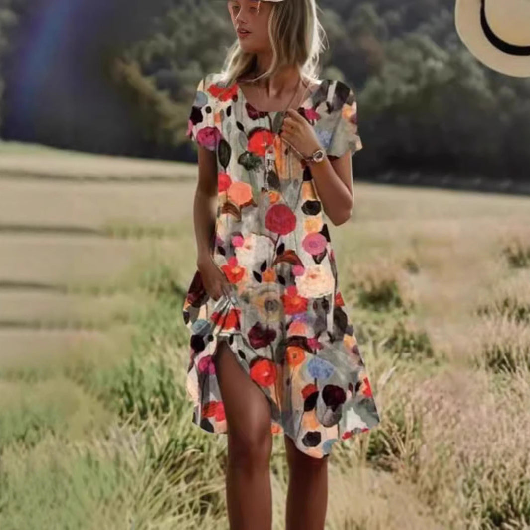 Casual women's dress with floral design Lune London