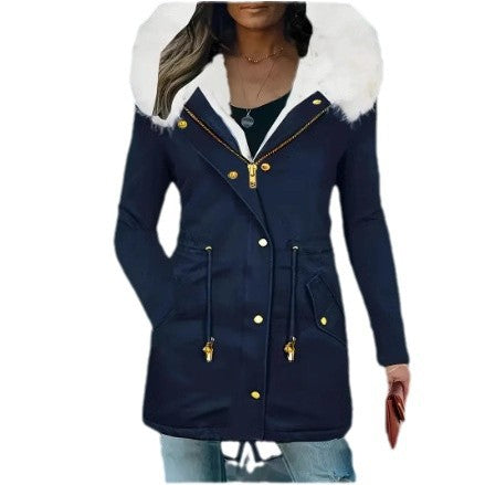 Ladies padded winter coat with removable hood Lune London
