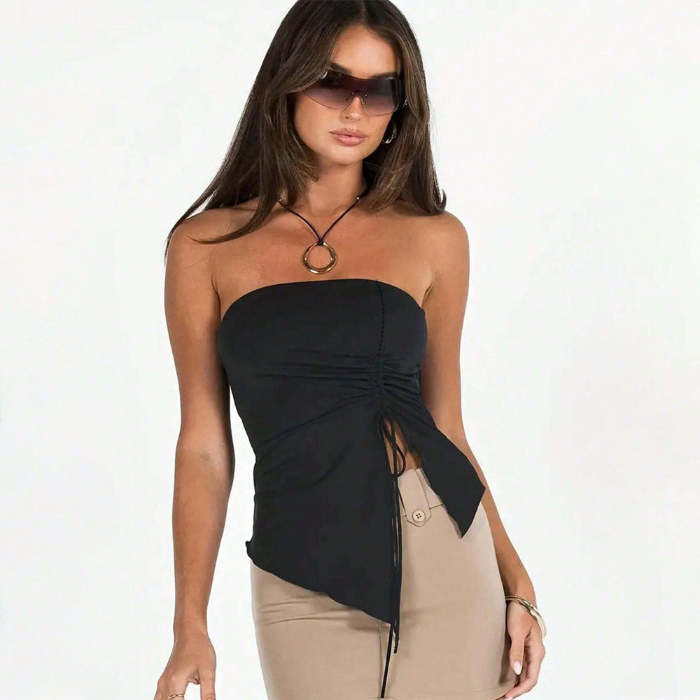 Top à volants pour femmes avec liens sur le côté et coupe asymétrique Chic & Stil