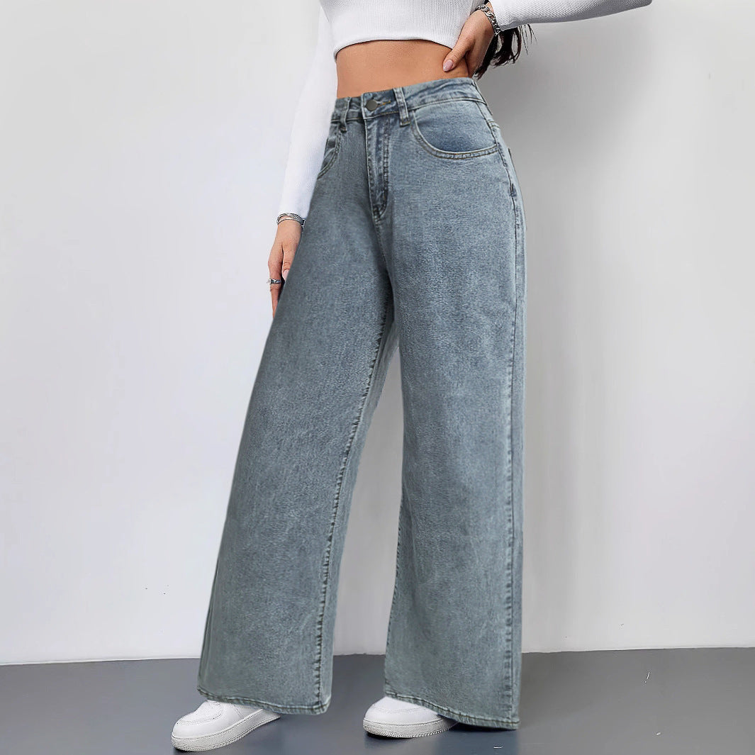 Ladies wide-cut vintage-style jeans with high waistband and casual look Lune London