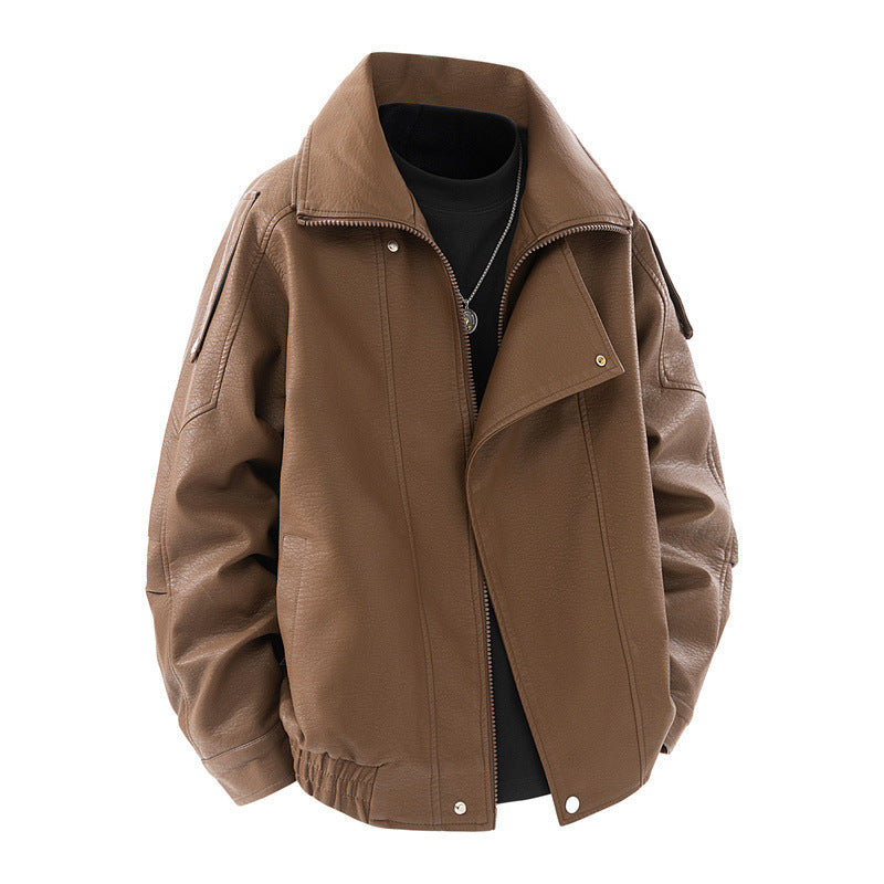 Asymmetrical zip faux leather jacket for women Lune London