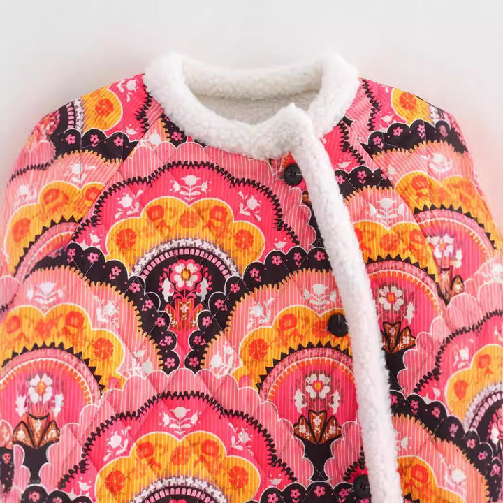 Ladies quilted vest with colorful pattern and soft lining Lune London
