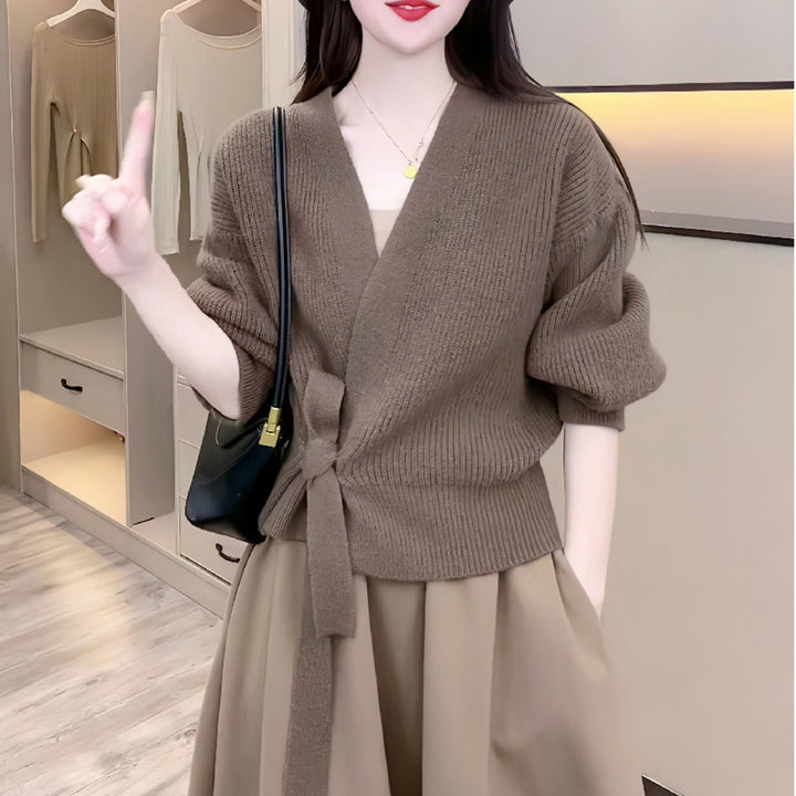 Pull ample pour femmes avec manches larges et ceinture à la taille Chic & Stil