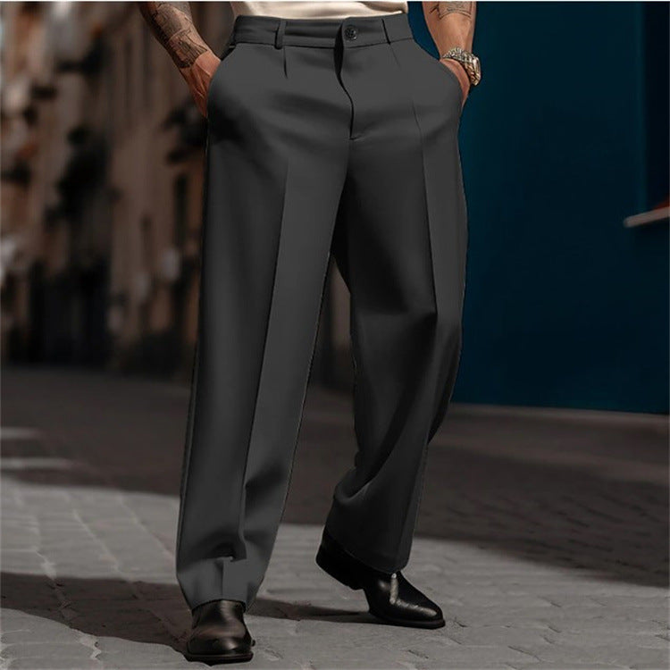 Men's Classic Suit Trousers with High Waistband and Wide Legs Lune London