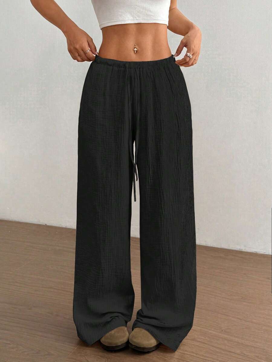 Lune London women's casual wide linen trousers