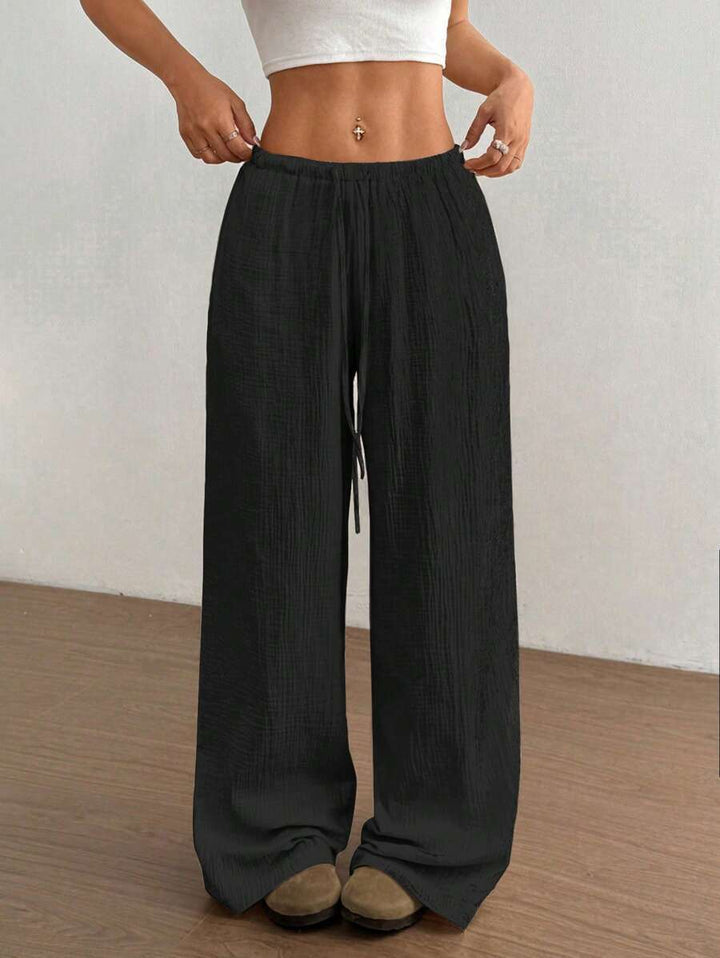 Lune London women's casual wide linen trousers