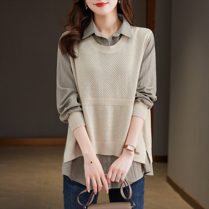 Pull en tricot pour femmes avec un look superposé unique et une texture fine Lune London