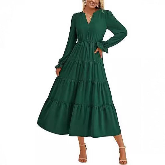 Long sleeve maxi dress for women with ruffles Lune London