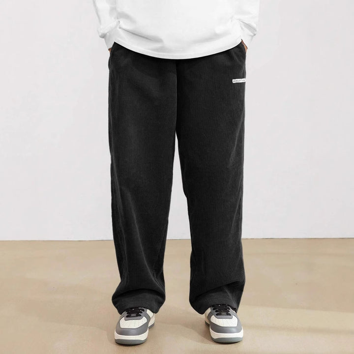 Wide corduroy pants for men with elastic waistband and practical side pockets Lune London