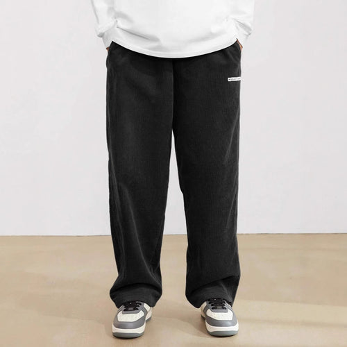 Wide corduroy pants for men with elastic waistband and practical side pockets Lune London