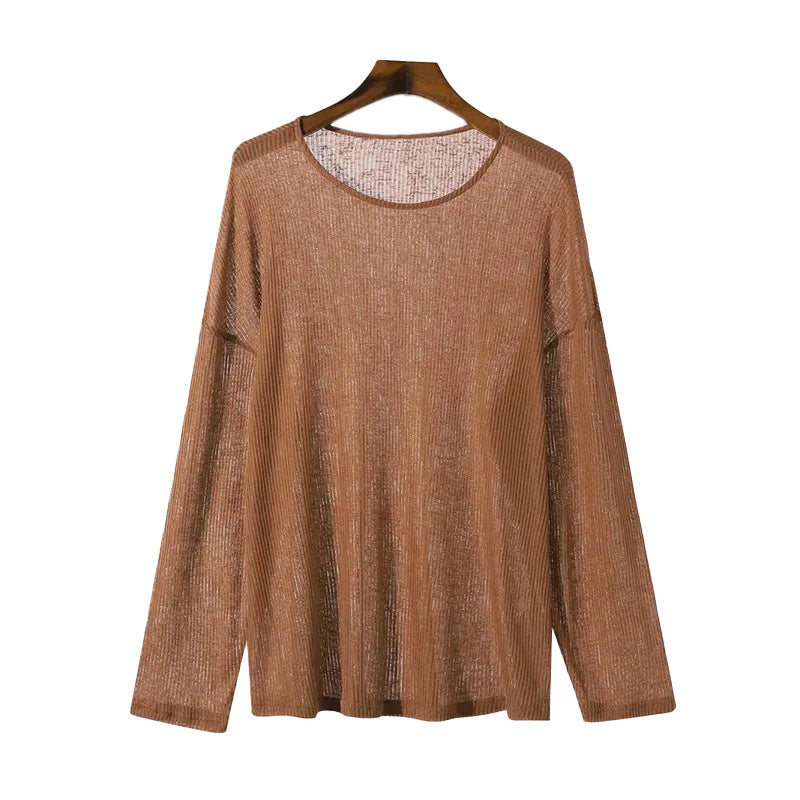 Long sleeve t-shirt for women with textured rib pattern and relaxed fit Lune London