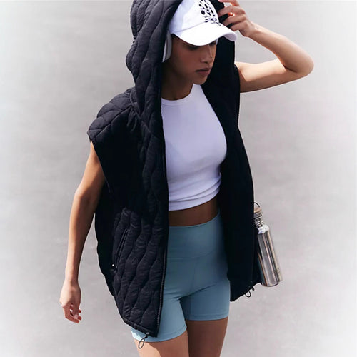 Women's vest with hood and lightly padded design Lune London