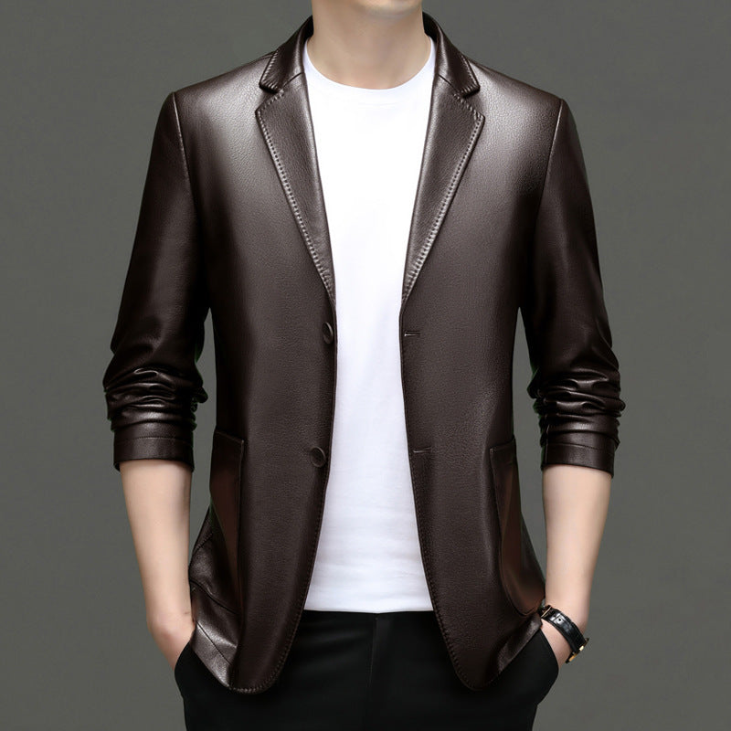 Elegant synthetic leather blazer for men with modern fit Lune London