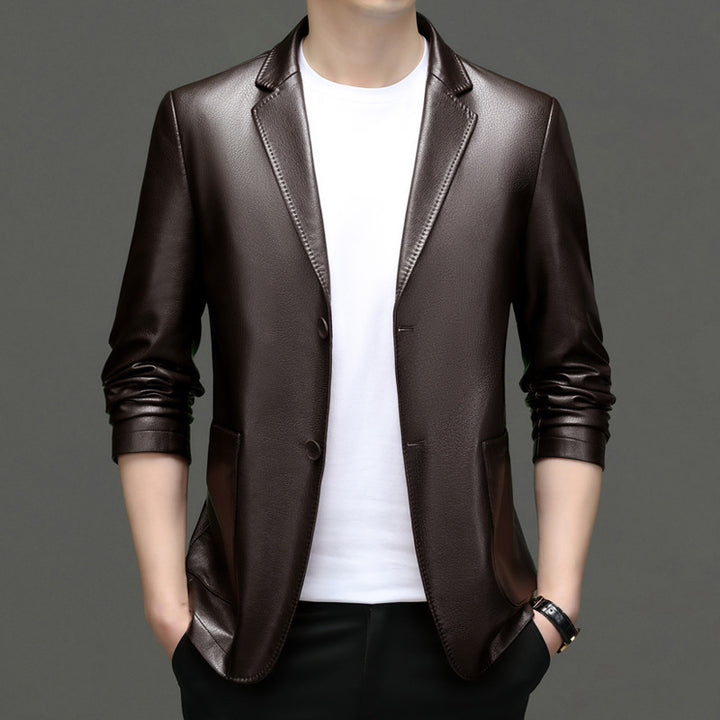 Elegant synthetic leather blazer for men with modern fit Lune London